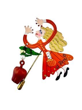 Karen Rossi Fanciful Flights Teacher Apple School Fun 3" Gold Tone Stick Pin
